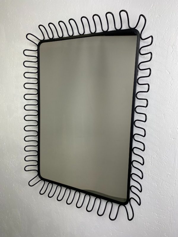 Modernist design wall mirror Jean Royere black metal wire mirror large modern design mirror IKEA MANDAL wire vintage vintage mirror Francis Cayouette Josef Frank echtvintage