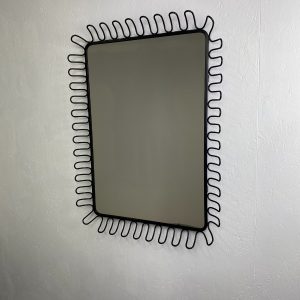 Modernist design wall mirror Jean Royere black metal wire mirror large modern design mirror IKEA MANDAL wire vintage vintage mirror Francis Cayouette Josef Frank echtvintage