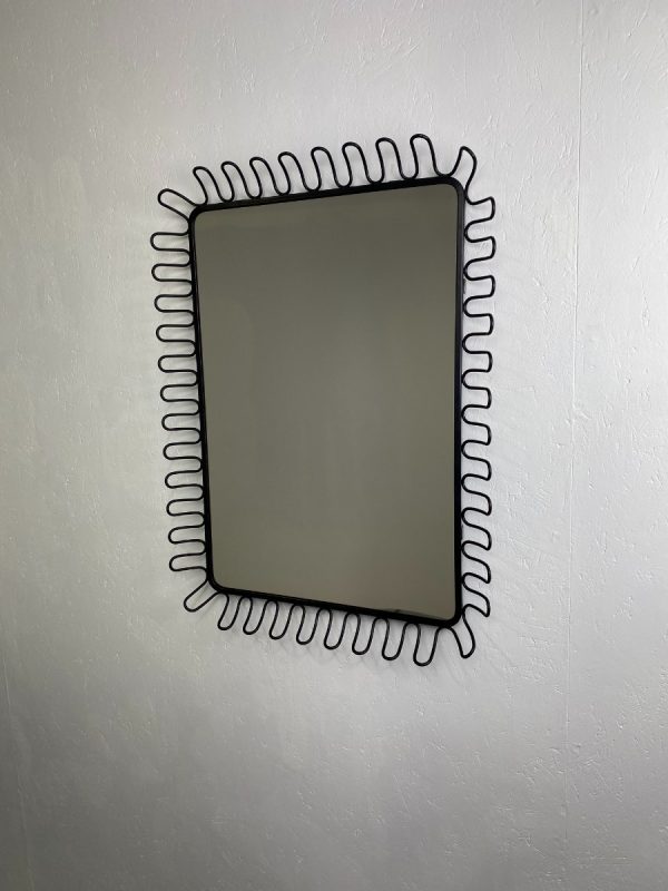 Modernist design wall mirror Jean Royere black metal wire mirror large modern design mirror IKEA MANDAL wire vintage vintage mirror Francis Cayouette Josef Frank echtvintage