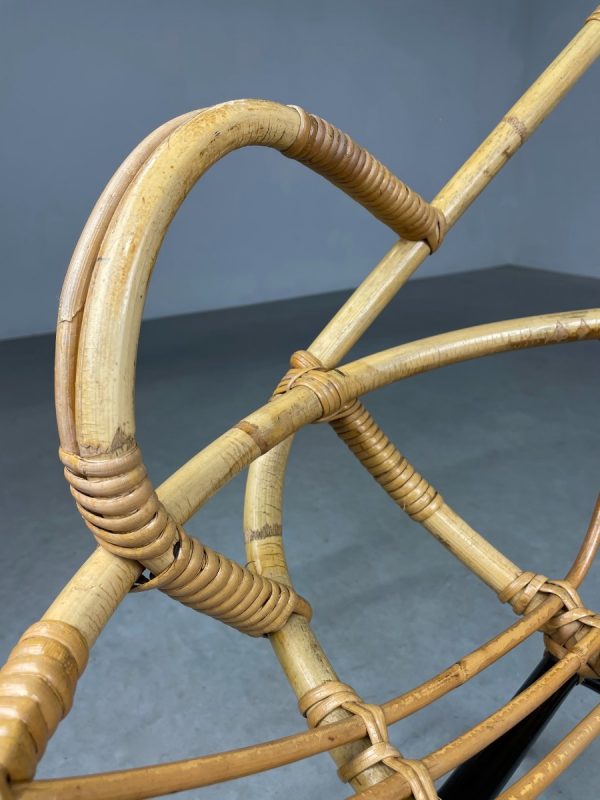 echtvintage Vintage bamboo lounge chair Dirk van Sliedregt for Rohe Noordwolde - midcentury bamboo rattan metal 50s design wicker chair