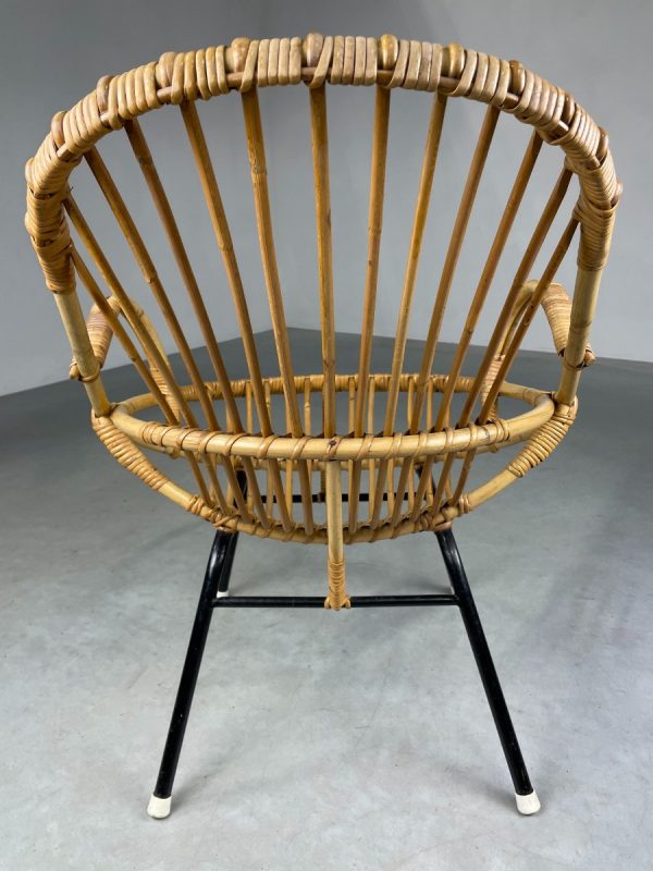 echtvintage Vintage bamboo lounge chair Dirk van Sliedregt for Rohe Noordwolde - midcentury bamboo rattan metal 50s design wicker chair