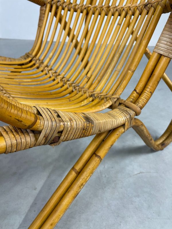 Vintage bamboo lounge chair from Rohé Noordwolde Netherlands 1950s - rare Dutch rattan design echt vintage