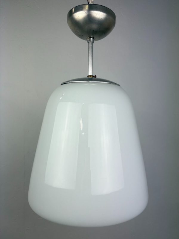Gispen design GISO opaline pendant lamp - vintage 30s - 50s school ceiling light - art deco lighting
