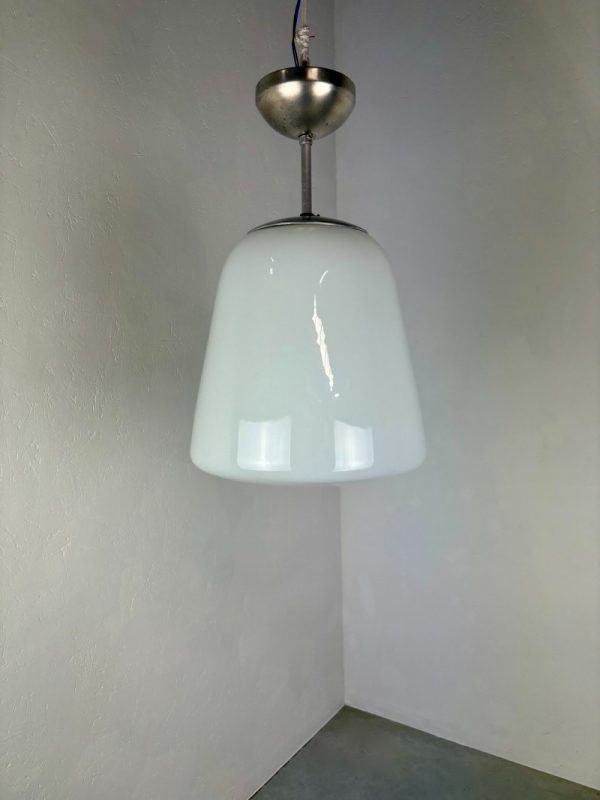 Gispen design GISO opaline pendant lamp - vintage 30s - 50s school ceiling light - art deco lighting