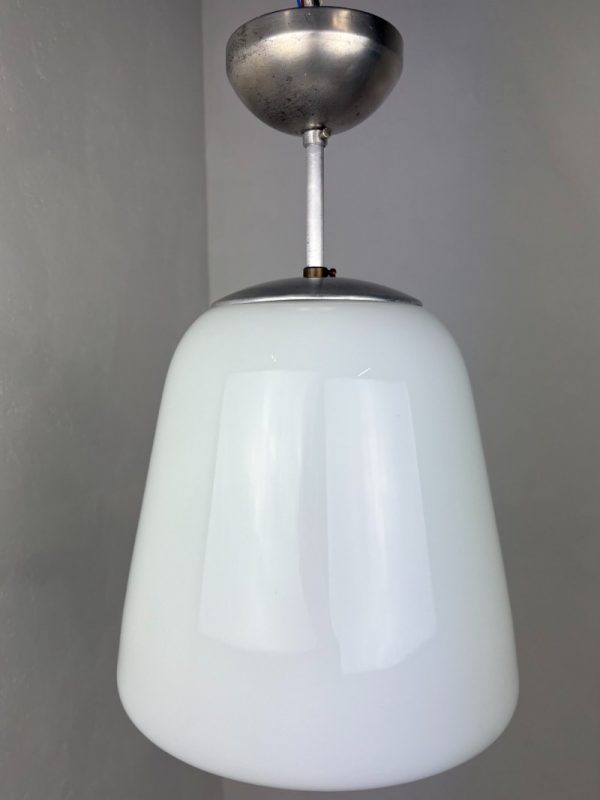 Gispen design GISO opaline pendant lamp - vintage 30s - 50s school ceiling light - art deco lighting