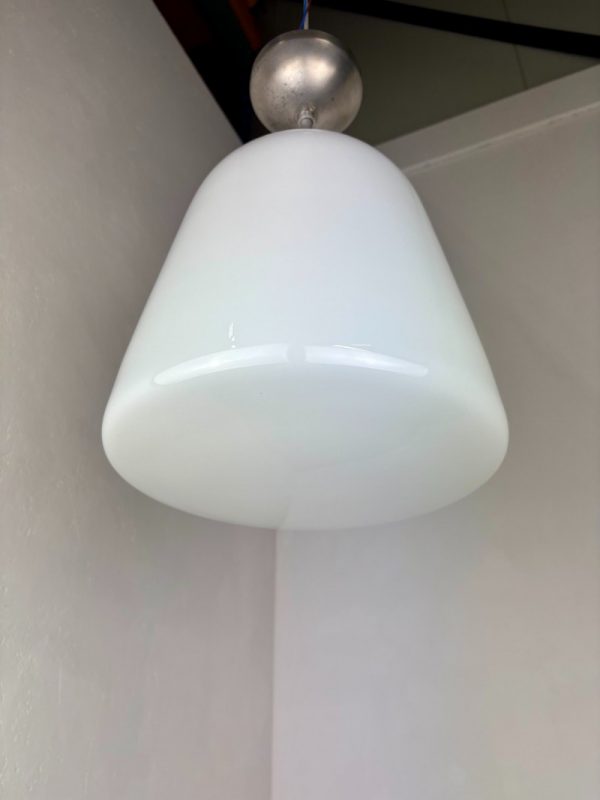 Gispen design GISO opaline pendant lamp - vintage 30s - 50s school ceiling light - art deco lighting