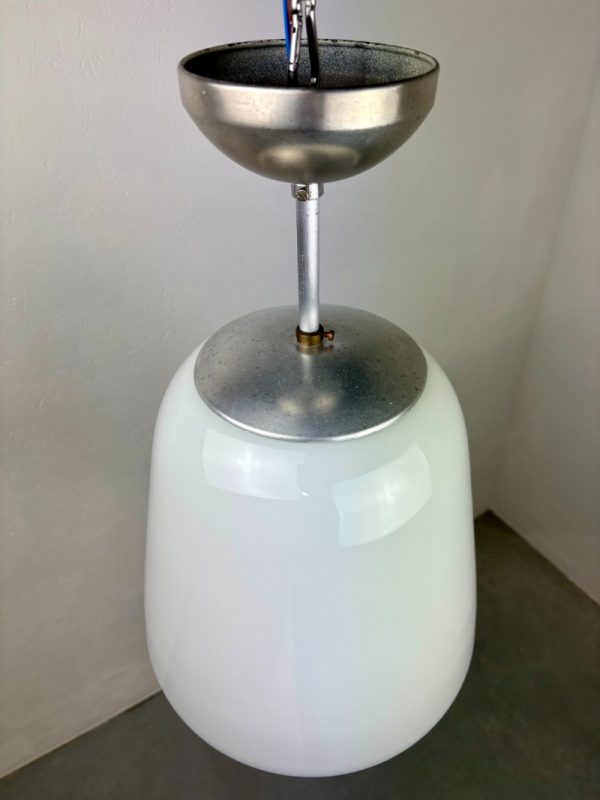 Gispen design GISO opaline pendant lamp - vintage 30s - 50s school ceiling light - art deco lighting