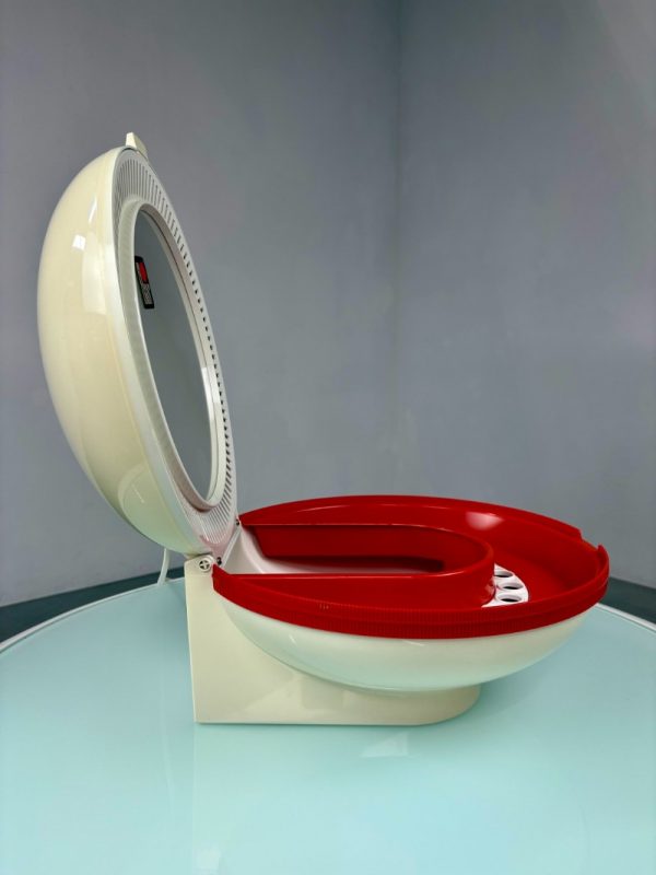 Space age table mirror with storage box from Flair - Dutch Design - Make up mirror - Mirror with lighting - Modern 1970s orange white echt vintage